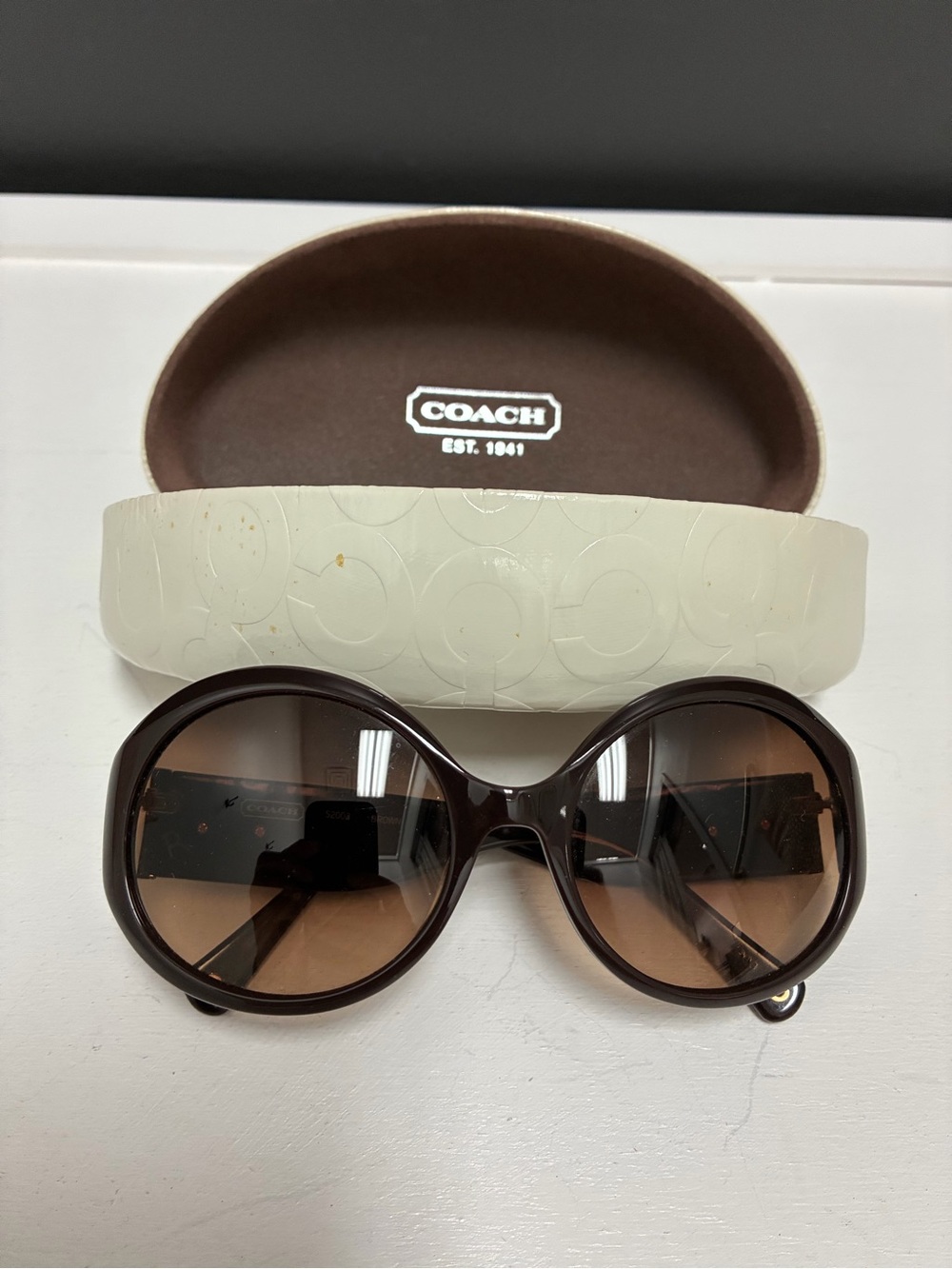 COACH Women's Brown Oversized Round Sunglasses